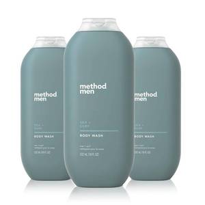 lot 22229 image: Method Men Body Wash, Sea and Surf Scent, Paraben and Phthalate Free, Quick-Lathering Cleansers, Cruelty Free, 18 oz (Pack of 3) - Retail $27