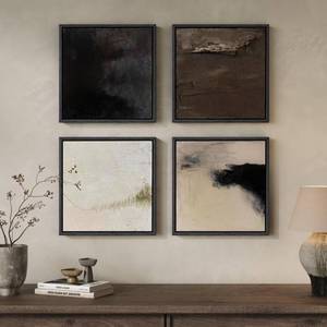lot 22232 image: Framed Neutral Abstract Wall Art, 4 Piece Modern Minimalist Brown Black Beige Canvas Prints Artwork for Walls, Contemporary Square Earth Tone Wall Decor for Living Room Bedroom Office Entryway, 12x12 - Retail $60