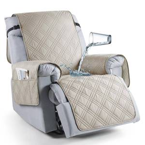 lot 22243 image: TAOCOCO 100% Waterproof Recliner Chair Covers, Non Slip Recliner Covers for Recliner Chair with Pocket, Washable Reclining Chair Cover Furniture Protector for Kids,Dogs(25, Cream) - Retail $31