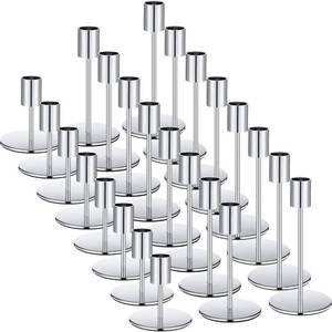 lot 22246 image: Sieral Candle Holders Bulk Taper Candlesticks Holders Set Modern Decorative Metal Candelabras for Wedding Anniversary Home Dinning Table Centerpiece Xmas Party Decor(Silver,24 Pcs) - Retail $66