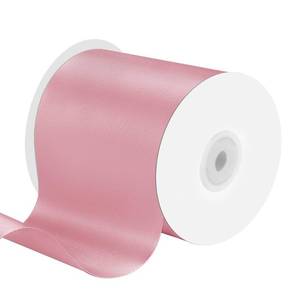lot 30018 image: 4 Inches x 25 Yards Polyester Satin Ribbon, Solid Color White Satin Ribbon for Crafts, Gift Wrapping, Hair Bows, Wedding Party Decoration, Bow Making (Pink) - Retail $10