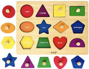 lot 30020 image: Dailyfunn Montessori Toy Shape Peg Puzzles Baby Puzzle 12-18-24 Months with Knob for Infant-Toddlers 1-3 - Retail $15