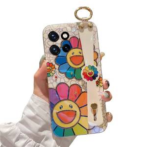 lot 30022 image: Lastma for Motorola Moto G Power 5g 2025 Case 6.8 with Wrist Strap Stand Glitter IMD Cute Kawaii Cartoon Pattern Design Shockproof Protective Phone Cases for Girls & Women - Sunflower - Retail $14