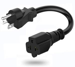 lot 30023 image: 12AWG Heavy Duty Extender Plug Adapter, 20 Amp to 15 Amp Extension Cord, Nema 5-20P Plug Cable, Nema 5-20P to 5-20R15R 6-15R 20R 20 AMP T-Blade Adapter Cable, 125V 15A to 20A 250V Power Cord, 1FT - Retail $10