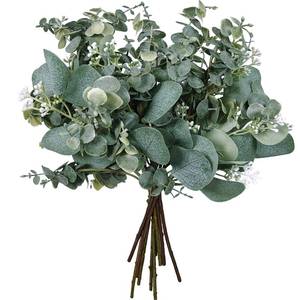 lot 30052 image: Bulk Artificial Silver Dollar Eucalyptus Leaves Picks Stems and Faux Branches for Vase Bouquets Floral Arrangement Wreath Rustic Farmhouse Greenery Decoration - Retail $9