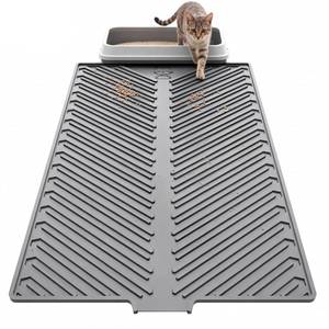 lot 30059 image: Barkitty Cat Litter Box Mat, 34 x 22 Large Silicone Waterproof Litter Trapping Mat for Scatter Control, Non-Slip, Easy to Clean, Soft on Kitty Paws - Retail $23