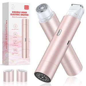 lot 30060 image: NIPOO Bikini Trimmer for Women, Dual Head Face Shaver Body Hair Trimmmer, IPX7 Waterproof Womens Electric Razor for Legs, Rose Gold - Retail $20