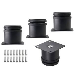 lot 31740 image: Kyuionty Set of 4 Stainless Steel Furniture Legs 2 Inch, Adjustable Round Cabinet Legs 2 Dia Kitchen Feet, Metal Replacement Legs for Cabinet Sofa Couch Shelves Table (Black) - Retail $10