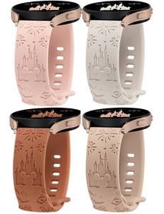 lot 31745 image: BEEXI 4 Packs Cartoon Engraved Bands Compatible with Samsung Galaxy Watch 7FE654Active 2 40mm 44mmWatch 5 Pro 45mmWatch 6 ClassicWatch 3 41mm Women, 20mm Cute Anime Designer Soft Strap