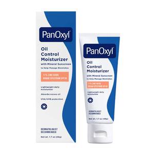 lot 31760 image: PanOxyl AM Oil Control Moisturizer, NEW Sheer Formula, Absorbs Excess Oil and Reduces Shine, with Mineral Sunscreen for Acne Prone and Oily Skin - SPF 30-1.7 oz - Retail $10