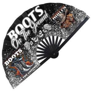 lot 31773 image: Xtuleath Boots On The Ground Hand Fan,Where Them Fans At Folding Fans,Clapping Clacking Fans For Line Dancing Unique Oriainal Pattern for Party Props Perfect Gifts for Line Dance Lover (Style 1) - Retail $10