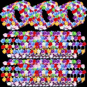 lot 45141 image: UZLU 80 Pcs LED Flower Crown Headband Glow Floral Wreath Crown for Women Light Up Flower Headband Glow in the Dark Hair Accessories for Wedding Birthday Cosplay Beach Party Favor 8 pcs - Retail $49