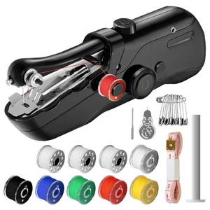 lot 45143 image: Handheld Sewing Machine, Mini Portable SewingMachine for Beginners, Electronic Small Sewing Machine for Quick Stitching & DIY Crafts, Complete Sewing Kit (Black) - Retail $20
