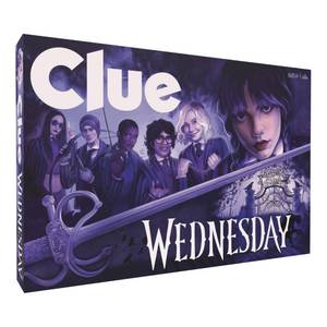 lot 45160 image: CLUE Wednesday  Classic Board Game Inspired by the Netflix Original Series  Solve the Mystery at Nevermore Academy with Friends and Family  Officially Licensed Merchandise  2-6 Players  Ages 8 - Retail $31