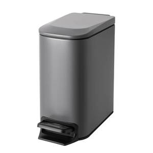 lot 61793 image: Cesun Small Bathroom Trash Can with Lid Soft Close, Step Pedal, 6 Liter  1.6 Gallon Stainless Steel Garbage Can with Removable Inner Bucket, Anti-Fingerprint Finish (Gray) - Retail $35