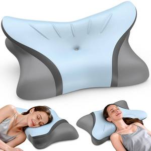 lot 61800 image: Cervical Pillow for Neck Pain Relief, Ergonomic Pillow for Sleeping, Neck Support Bed Pillows, Orthopedic Contour Pillow for Side Back Stomach Sleepers,Neck Support Memory Foam Pillows - Retail $50