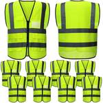 JenPen 10 Pieces Reflective Safety Vests with Pockets and Zipper, High Visibility Mesh Construction Vest for Men Women(M,Green) - Retail: $38