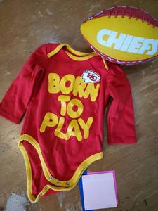 lot 4 image: Kansas City Chiefs Baby Onesie and Football Set