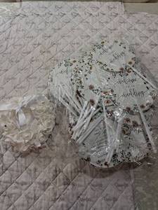 lot 80 image: Wedding Reception Decoration Set with Floral Fans and Rose Bouquet for ring bearer