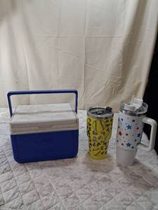 lot 141 image: Outdoor Cooler and Insulated Tumbler Set