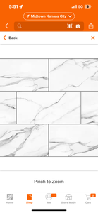 lot 14 image: Lifeproof White Marble Pattern Porcelain Floor Tiles - Retail $58