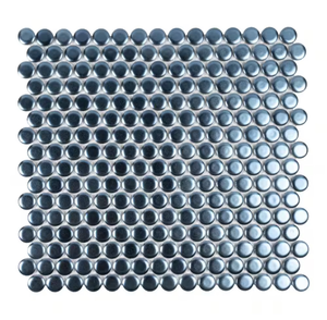 lot 25 image: Apollo Tile Porcelain Blue Round Ceramic Mosaic Tiles - Retail $17
