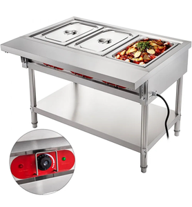 lot 26 image: VEVOR Commercial Stainless Steel 3-Well Electric Food Warmer Table - Retail $560