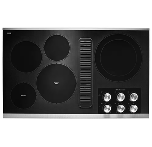 lot 27 image: KitchenAid 36-inch Electric Cooktop with Downdraft Ventilation - Retail $2,600