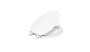 lot 32 image: KOHLER Stonewood Elongated Toilet Seat in White - Retail $40