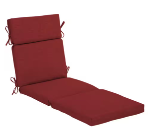 lot 35 image: Red Outdoor Chaise Lounge Cushion with Ties - Retail $80