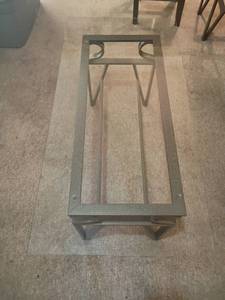 lot 954 image: Glass Coffee Table with Metal Base.  20 x 45 x 22.  Matches lots 955 and 956