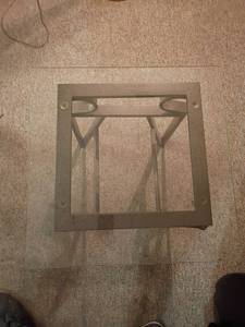 lot 955 image: Glass Side Table with Metal Base.  20 x 20 x 20    Matches lots 954 and 956