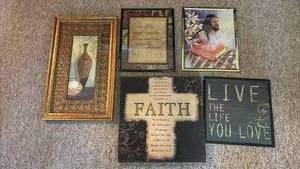 lot 1203 image: Religious Wall Art Collection with Christian Cross and Faith Prints