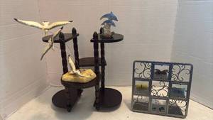lot 1204 image: Decorative Ocean Marine Display Set with Seagull Dolphins and Butterfly Candle Holder