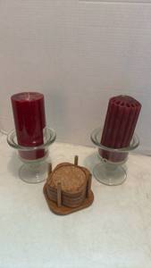 lot 1208 image: Candles and coasters