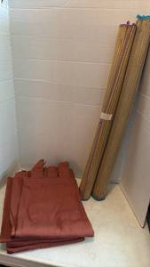 lot 1228 image: Bamboo Beach Mats and 4 Curtain Panels 58x37
