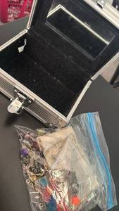lot 1400 image: Beads and metal storage box