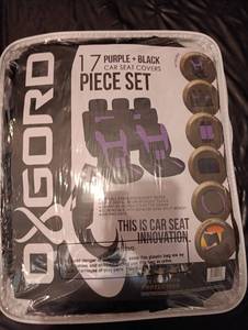 lot 2201 image: Purple Black backseat ONLY Car Seat Covers Set