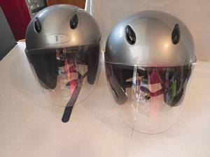 lot 2204 image: His and Hers Full Face Motorcycle Helmets.   Sizes XXXL and XXL.  Pretty Nice