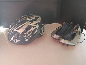 lot 2205 image: Bicycle Helmet, Youth and Pair of Nike Track Shoes, size 6.5
