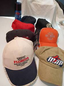 lot 2207 image: Baseball Hats and Water Repellent Spray