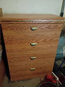lot 2412 image: 4 Drawer Chest of Drawers.   Used in garage.  42 x 30 x 15