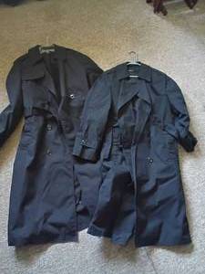 lot 1069 image: 2 Trench Coats. Sized 10R and 38L.  The 38L has NO Liner