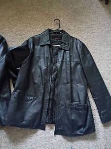 lot 1072 image: Mens Leather Coat and a Steve and Barrys Coat.  Both size XL