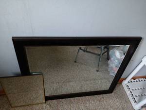 lot 1331 image: 31x21 Wood Frame Mirror and 14x11 Framed Mirror