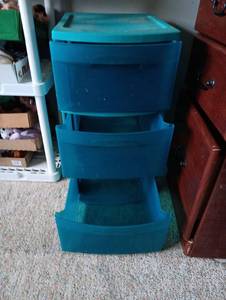 lot 1341 image: Blue Plastic 3-Drawer Storage Cart