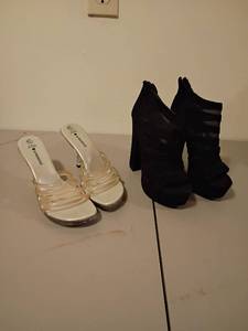 lot 1360 image: Ladies High Heel Shoes.  6.5. White shoes light up