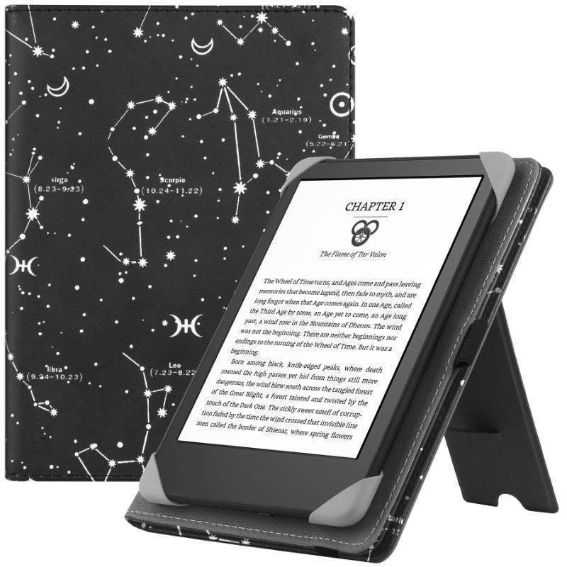 lot 34983 image: Universal Case for 6 eReaders, Folio Leather Stand Cover with Handstrap Compatible with All 6 inch PaperwhiteKoboTolinoPocketookE-Book Reader-COS - Retail $30