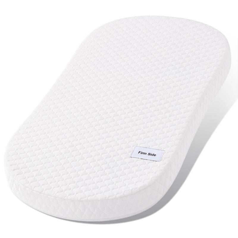 lot 43771 image: Pro Goleem Baby Bassinet Mattress Pad 30x18 Peanut Hourglass, Waterproof Soft Cover Gel Memory Foam, Dual Side Cradle Mattress Fit Halo BassiNest Bassinet Series - Retail $56
