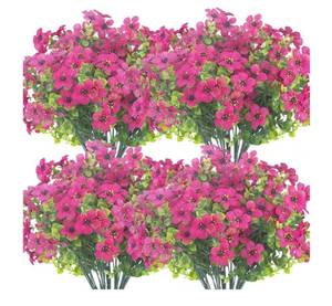 lot 62748 image: 10 Bundles Artificial Flowers Outdoor UV Resistant Fake Flowers No Fade Faux Plants Garden Porch Window Box Decorating(pink) - Retail $24